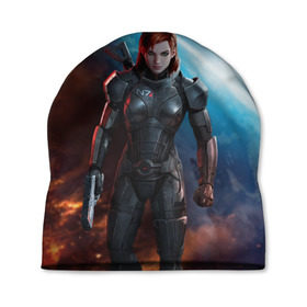 Шапка 3D с принтом Mass Effect в Курске, 100% полиэстер | универсальный размер, печать по всей поверхности изделия | n7 | shepard | галактика | жнец | космос | масс | нормандия | планета | шепард | эффект