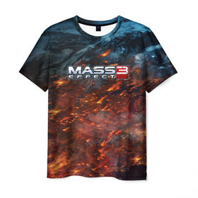 Мужская футболка 3D с принтом Mass Effect в Курске, 100% полиэфир | прямой крой, круглый вырез горловины, длина до линии бедер | n7 | shepard | галактика | жнец | космос | масс | нормандия | планета | шепард | эффект
