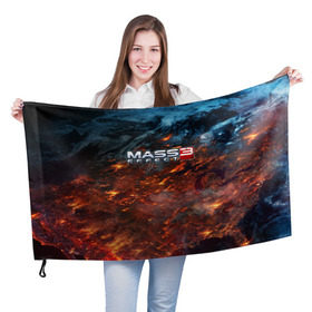 Флаг 3D с принтом Mass Effect в Курске, 100% полиэстер | плотность ткани — 95 г/м2, размер — 67 х 109 см. Принт наносится с одной стороны | n7 | shepard | галактика | жнец | космос | масс | нормандия | планета | шепард | эффект