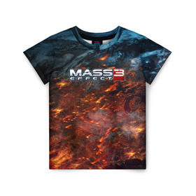 Детская футболка 3D с принтом Mass Effect в Курске, 100% гипоаллергенный полиэфир | прямой крой, круглый вырез горловины, длина до линии бедер, чуть спущенное плечо, ткань немного тянется | Тематика изображения на принте: n7 | shepard | галактика | жнец | космос | масс | нормандия | планета | шепард | эффект