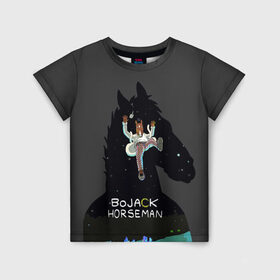 Детская футболка 3D с принтом Конь БоДжек в Курске, 100% гипоаллергенный полиэфир | прямой крой, круглый вырез горловины, длина до линии бедер, чуть спущенное плечо, ткань немного тянется | bojack horseman | конь бо джек | конь боджек