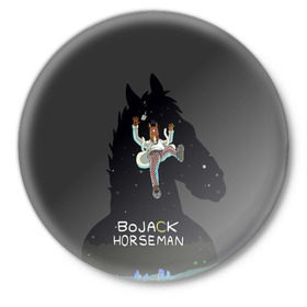 Значок с принтом Конь БоДжек в Курске,  металл | круглая форма, металлическая застежка в виде булавки | bojack horseman | конь бо джек | конь боджек