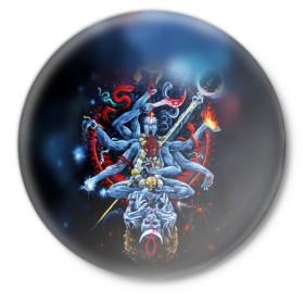 Значок с принтом Cult of Fire в Курске,  металл | круглая форма, металлическая застежка в виде булавки | black metal | демон | череп