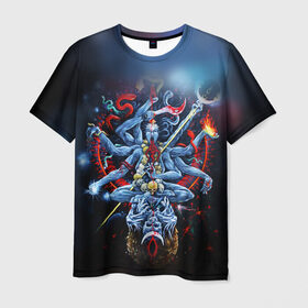 Мужская футболка 3D с принтом Cult of Fire в Курске, 100% полиэфир | прямой крой, круглый вырез горловины, длина до линии бедер | black metal | демон | череп