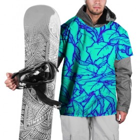 Накидка на куртку 3D с принтом Фрактальные лепестки в Курске, 100% полиэстер |  | листья | паттерн | синий