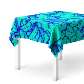 Скатерть 3D с принтом Фрактальные лепестки в Курске, 100% полиэстер (ткань не мнется и не растягивается) | Размер: 150*150 см | листья | паттерн | синий