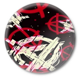 Значок с принтом Anarchy в Курске,  металл | круглая форма, металлическая застежка в виде булавки | Тематика изображения на принте: анархия | паттерн