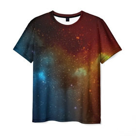 Мужская футболка 3D с принтом Столкновение вселенных в Курске, 100% полиэфир | прямой крой, круглый вырез горловины, длина до линии бедер | nebula | звезды | туманность