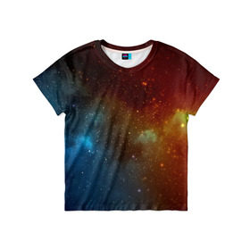 Детская футболка 3D с принтом Столкновение вселенных в Курске, 100% гипоаллергенный полиэфир | прямой крой, круглый вырез горловины, длина до линии бедер, чуть спущенное плечо, ткань немного тянется | nebula | звезды | туманность