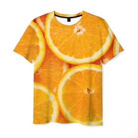 Мужская футболка 3D с принтом Апельсинка в Курске, 100% полиэфир | прямой крой, круглый вырез горловины, длина до линии бедер | апельсин | свежесть | фрукт