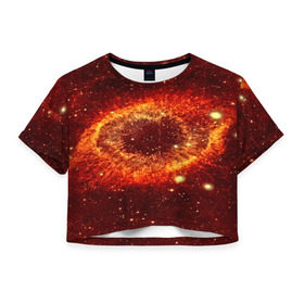 Женская футболка 3D укороченная с принтом Галактика звёзд в Курске, 100% полиэстер | круглая горловина, длина футболки до линии талии, рукава с отворотами | звезды | туманность