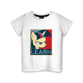 Детская футболка хлопок с принтом Learn Твайлайт Спаркл в Курске, 100% хлопок | круглый вырез горловины, полуприлегающий силуэт, длина до линии бедер | learn | twilight sparkle | твайлайт спаркл