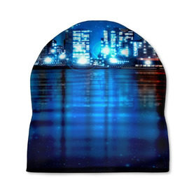 Шапка 3D с принтом Panoramic Urban в Курске, 100% полиэстер | универсальный размер, печать по всей поверхности изделия | Тематика изображения на принте: высотки | город | здания | ночь | страны | сша
