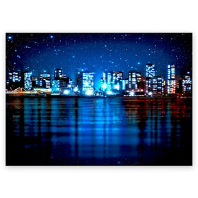 Поздравительная открытка с принтом Panoramic Urban в Курске, 100% бумага | плотность бумаги 280 г/м2, матовая, на обратной стороне линовка и место для марки
 | Тематика изображения на принте: высотки | город | здания | ночь | страны | сша