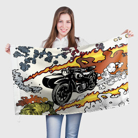 Флаг 3D с принтом Мотоцикл в Курске, 100% полиэстер | плотность ткани — 95 г/м2, размер — 67 х 109 см. Принт наносится с одной стороны | vppdgryphon | мотоцикл | харлей
