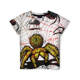 Детская футболка 3D с принтом Тарантул в Курске, 100% гипоаллергенный полиэфир | прямой крой, круглый вырез горловины, длина до линии бедер, чуть спущенное плечо, ткань немного тянется | spider | паук | паутина | тарантул
