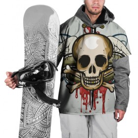 Накидка на куртку 3D с принтом Череп в Курске, 100% полиэстер |  | vppdgryphon | кинжал | кости | кровь | меч | череп
