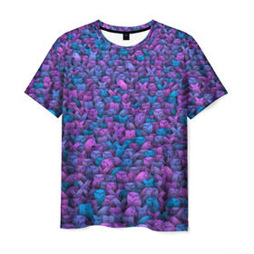 Мужская футболка 3D с принтом Загадочные совы в Курске, 100% полиэфир | прямой крой, круглый вырез горловины, длина до линии бедер | Тематика изображения на принте: птица | птицы | синий | сиреневый | сова | толпа | филин | фиолетовый