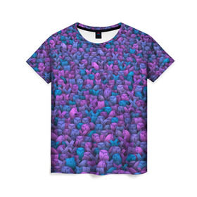 Женская футболка 3D с принтом Загадочные совы в Курске, 100% полиэфир ( синтетическое хлопкоподобное полотно) | прямой крой, круглый вырез горловины, длина до линии бедер | Тематика изображения на принте: птица | птицы | синий | сиреневый | сова | толпа | филин | фиолетовый