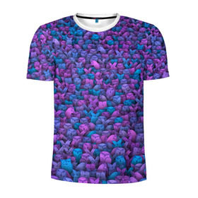 Мужская футболка 3D спортивная с принтом Загадочные совы в Курске, 100% полиэстер с улучшенными характеристиками | приталенный силуэт, круглая горловина, широкие плечи, сужается к линии бедра | птица | птицы | синий | сиреневый | сова | толпа | филин | фиолетовый