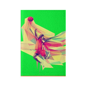 Обложка для паспорта матовая кожа с принтом Баскетбол в Курске, натуральная матовая кожа | размер 19,3 х 13,7 см; прозрачные пластиковые крепления | Тематика изображения на принте: баскетболист | бросок | мяч | прыжок