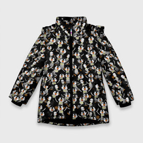 Зимняя куртка для девочек 3D с принтом Дурацкие пингвины в Курске, ткань верха — 100% полиэстер; подклад — 100% полиэстер, утеплитель — 100% полиэстер. | длина ниже бедра, удлиненная спинка, воротник стойка и отстегивающийся капюшон. Есть боковые карманы с листочкой на кнопках, утяжки по низу изделия и внутренний карман на молнии. 

Предусмотрены светоотражающий принт на спинке, радужный светоотражающий элемент на пуллере молнии и на резинке для утяжки. | антарктида | антарктика | пингвин | полюс | полярник | птенец | птицы | толпа