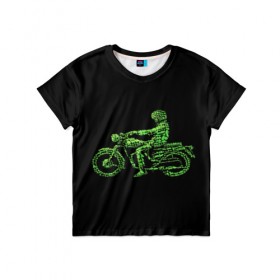 Детская футболка 3D с принтом Motorcycle в Курске, 100% гипоаллергенный полиэфир | прямой крой, круглый вырез горловины, длина до линии бедер, чуть спущенное плечо, ткань немного тянется | 3d | motorcycle | sport | мото | мотоспорт | мотоцикл | прикольные | спорт
