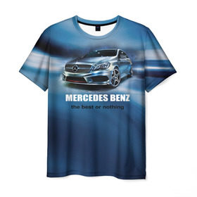 Мужская футболка 3D с принтом Мерседес Бенц в Курске, 100% полиэфир | прямой крой, круглый вырез горловины, длина до линии бедер | auto | mercedes benz | авто | автомобиль | водитель | машина | мерин | мерс | тачка