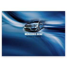 Поздравительная открытка с принтом Мерседес Бенц в Курске, 100% бумага | плотность бумаги 280 г/м2, матовая, на обратной стороне линовка и место для марки
 | auto | mercedes benz | авто | автомобиль | водитель | машина | мерин | мерс | тачка