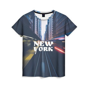 Женская футболка 3D с принтом New York в Курске, 100% полиэфир ( синтетическое хлопкоподобное полотно) | прямой крой, круглый вырез горловины, длина до линии бедер | 