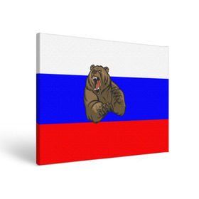 Холст прямоугольный с принтом Медведь в Курске, 100% ПВХ |  | медведь | триколор | я русский
