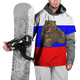Накидка на куртку 3D с принтом Медведь в Курске, 100% полиэстер |  | Тематика изображения на принте: медведь | триколор | я русский