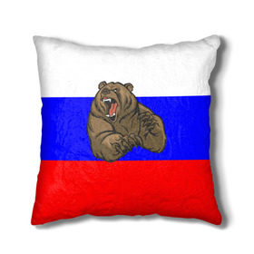 Подушка 3D с принтом Медведь в Курске, наволочка – 100% полиэстер, наполнитель – холлофайбер (легкий наполнитель, не вызывает аллергию). | состоит из подушки и наволочки. Наволочка на молнии, легко снимается для стирки | медведь | триколор | я русский