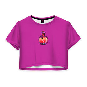 Женская футболка 3D укороченная с принтом Колба в Курске, 100% полиэстер | круглая горловина, длина футболки до линии талии, рукава с отворотами | кислота | колба | пробирка | химия