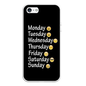 Чехол для iPhone 5/5S матовый с принтом футболка настроение дни недели в Курске, Силикон | Область печати: задняя сторона чехла, без боковых панелей | дни недели | настроение | позитив | смайлики