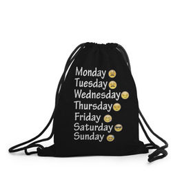 Рюкзак-мешок 3D с принтом футболка настроение дни недели в Курске, 100% полиэстер | плотность ткани — 200 г/м2, размер — 35 х 45 см; лямки — толстые шнурки, застежка на шнуровке, без карманов и подкладки | дни недели | настроение | позитив | смайлики