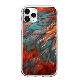 Чехол для iPhone 11 Pro Max матовый с принтом Перья в Курске, Силикон |  | зеленые | красные | перья | птица