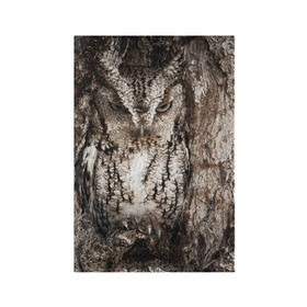 Обложка для паспорта матовая кожа с принтом Камуфляж сова в Курске, натуральная матовая кожа | размер 19,3 х 13,7 см; прозрачные пластиковые крепления | Тематика изображения на принте: дерево | пернатая | птица | филин
