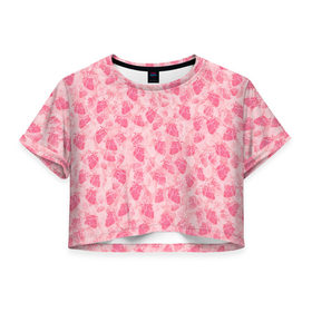 Женская футболка 3D укороченная с принтом Человеческие сердца в Курске, 100% полиэстер | круглая горловина, длина футболки до линии талии, рукава с отворотами | love | валентин | валентинка | любовь | паттерн | розовый | сердечки | сердце