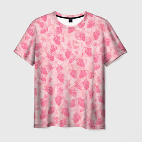 Мужская футболка 3D с принтом Человеческие сердца в Курске, 100% полиэфир | прямой крой, круглый вырез горловины, длина до линии бедер | Тематика изображения на принте: love | валентин | валентинка | любовь | паттерн | розовый | сердечки | сердце