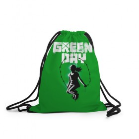 Рюкзак-мешок 3D с принтом Green Day в Курске, 100% полиэстер | плотность ткани — 200 г/м2, размер — 35 х 45 см; лямки — толстые шнурки, застежка на шнуровке, без карманов и подкладки | Тематика изображения на принте: american idiot | green day | грин дей | грин дэй