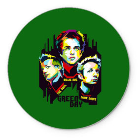 Коврик круглый с принтом Green Day в Курске, резина и полиэстер | круглая форма, изображение наносится на всю лицевую часть | american idiot | green day | грин дей | грин дэй