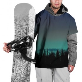 Накидка на куртку 3D с принтом Ночной лес в Курске, 100% полиэстер |  | небо | ночь | пейзаж
