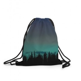 Рюкзак-мешок 3D с принтом Ночной лес в Курске, 100% полиэстер | плотность ткани — 200 г/м2, размер — 35 х 45 см; лямки — толстые шнурки, застежка на шнуровке, без карманов и подкладки | небо | ночь | пейзаж