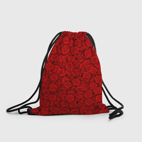 Рюкзак-мешок 3D с принтом Красные розы в Курске, 100% полиэстер | плотность ткани — 200 г/м2, размер — 35 х 45 см; лямки — толстые шнурки, застежка на шнуровке, без карманов и подкладки | Тематика изображения на принте: 