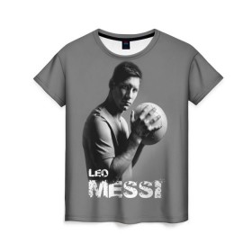 Женская футболка 3D с принтом Leo Messi в Курске, 100% полиэфир ( синтетическое хлопкоподобное полотно) | прямой крой, круглый вырез горловины, длина до линии бедер | barcelona | spanish | аргентина | барселона | испания | лео | месси | мяч | футбол | футболист