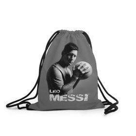 Рюкзак-мешок 3D с принтом Leo Messi в Курске, 100% полиэстер | плотность ткани — 200 г/м2, размер — 35 х 45 см; лямки — толстые шнурки, застежка на шнуровке, без карманов и подкладки | barcelona | spanish | аргентина | барселона | испания | лео | месси | мяч | футбол | футболист
