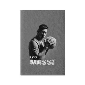 Обложка для паспорта матовая кожа с принтом Leo Messi в Курске, натуральная матовая кожа | размер 19,3 х 13,7 см; прозрачные пластиковые крепления | Тематика изображения на принте: barcelona | spanish | аргентина | барселона | испания | лео | месси | мяч | футбол | футболист
