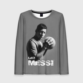 Женский лонгслив 3D с принтом Leo Messi в Курске, 100% полиэстер | длинные рукава, круглый вырез горловины, полуприлегающий силуэт | barcelona | spanish | аргентина | барселона | испания | лео | месси | мяч | футбол | футболист