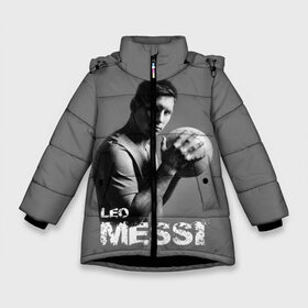 Зимняя куртка для девочек 3D с принтом Leo Messi в Курске, ткань верха — 100% полиэстер; подклад — 100% полиэстер, утеплитель — 100% полиэстер. | длина ниже бедра, удлиненная спинка, воротник стойка и отстегивающийся капюшон. Есть боковые карманы с листочкой на кнопках, утяжки по низу изделия и внутренний карман на молнии. 

Предусмотрены светоотражающий принт на спинке, радужный светоотражающий элемент на пуллере молнии и на резинке для утяжки. | barcelona | spanish | аргентина | барселона | испания | лео | месси | мяч | футбол | футболист